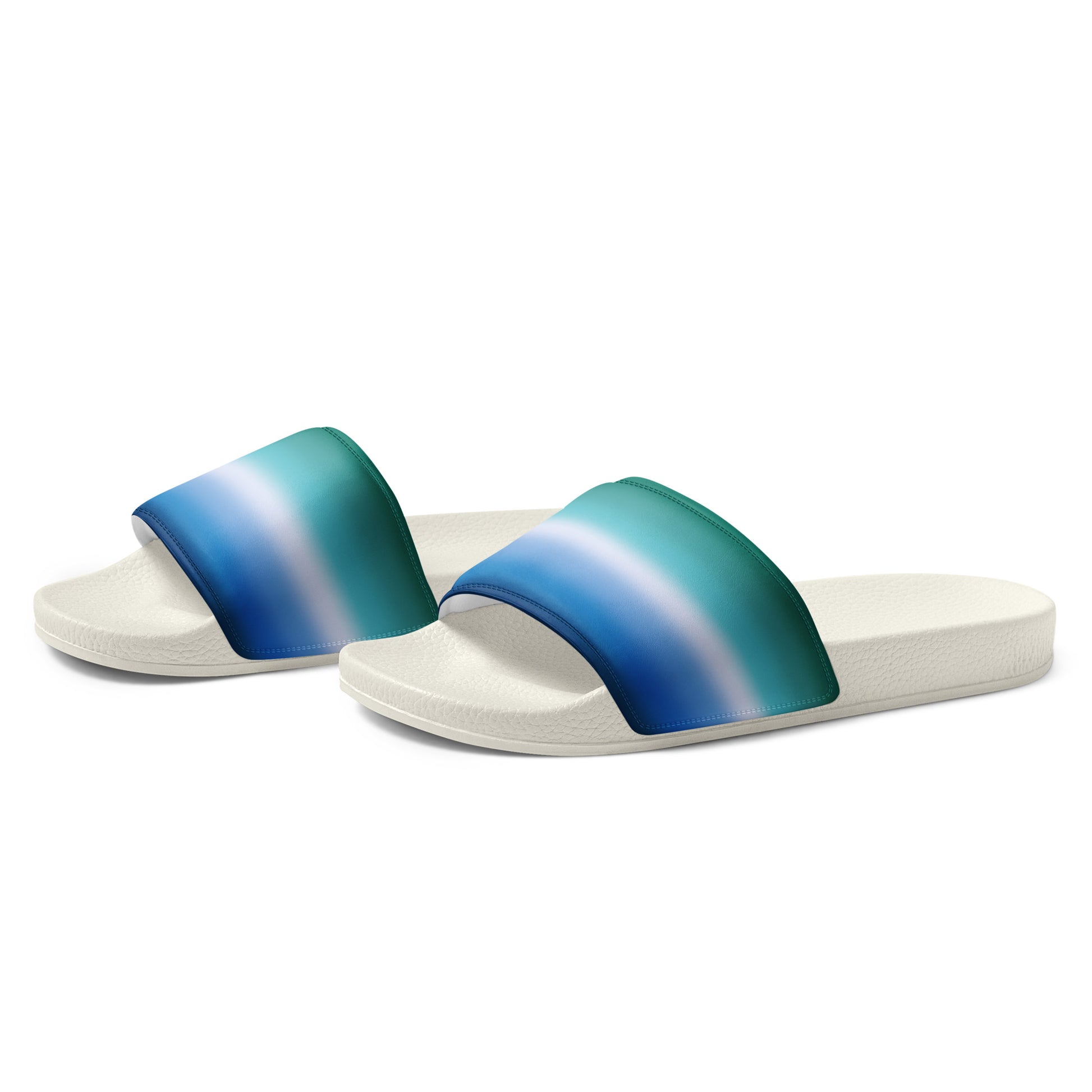 Gay MLM Vincian Pride Men’s Slides Sandals in Ombre mens-slides-white-left-front-66018f5eb4535