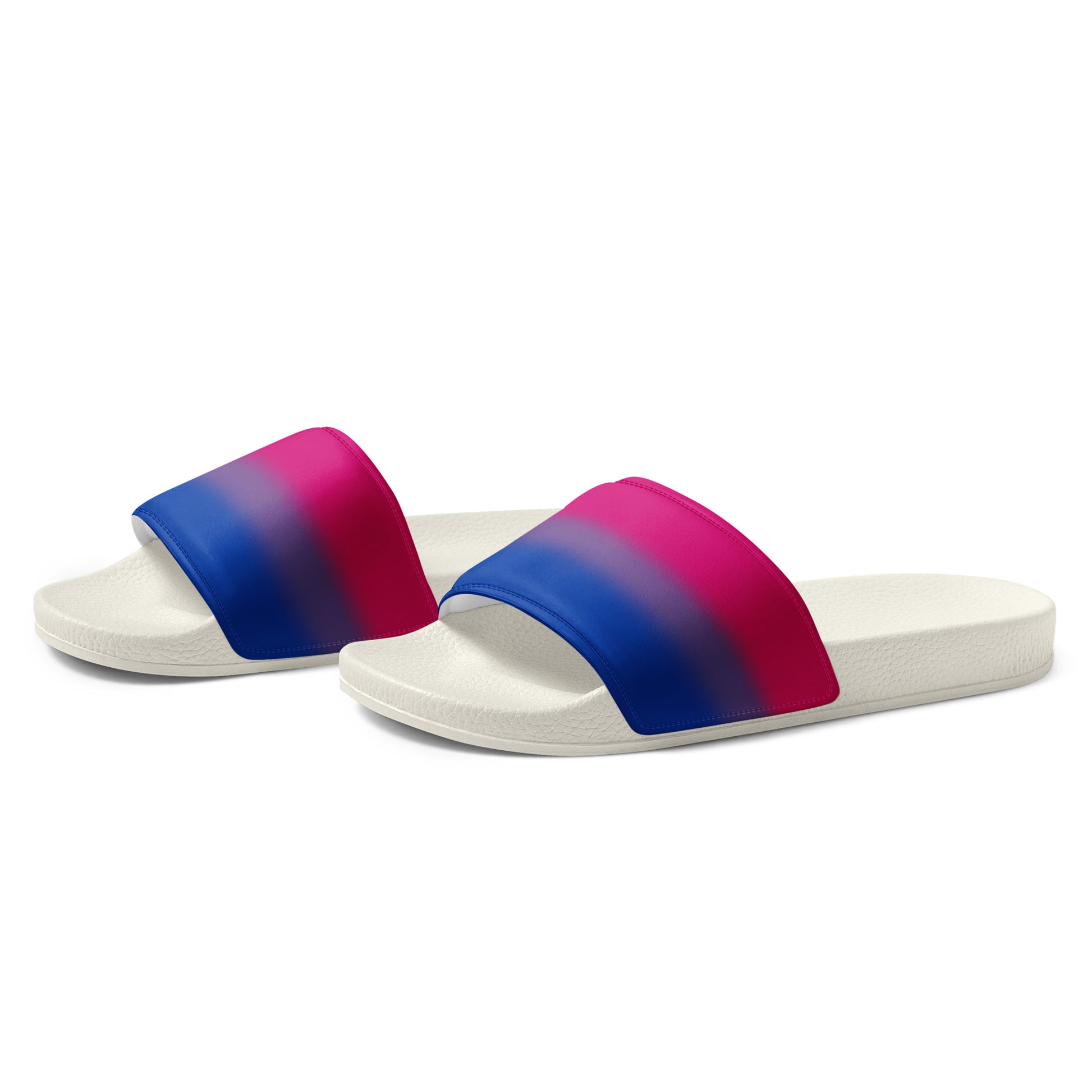 Bisexual Bi Pride Men’s Slides Sandals in Ombre mens-slides-white-left-front-6601927519885