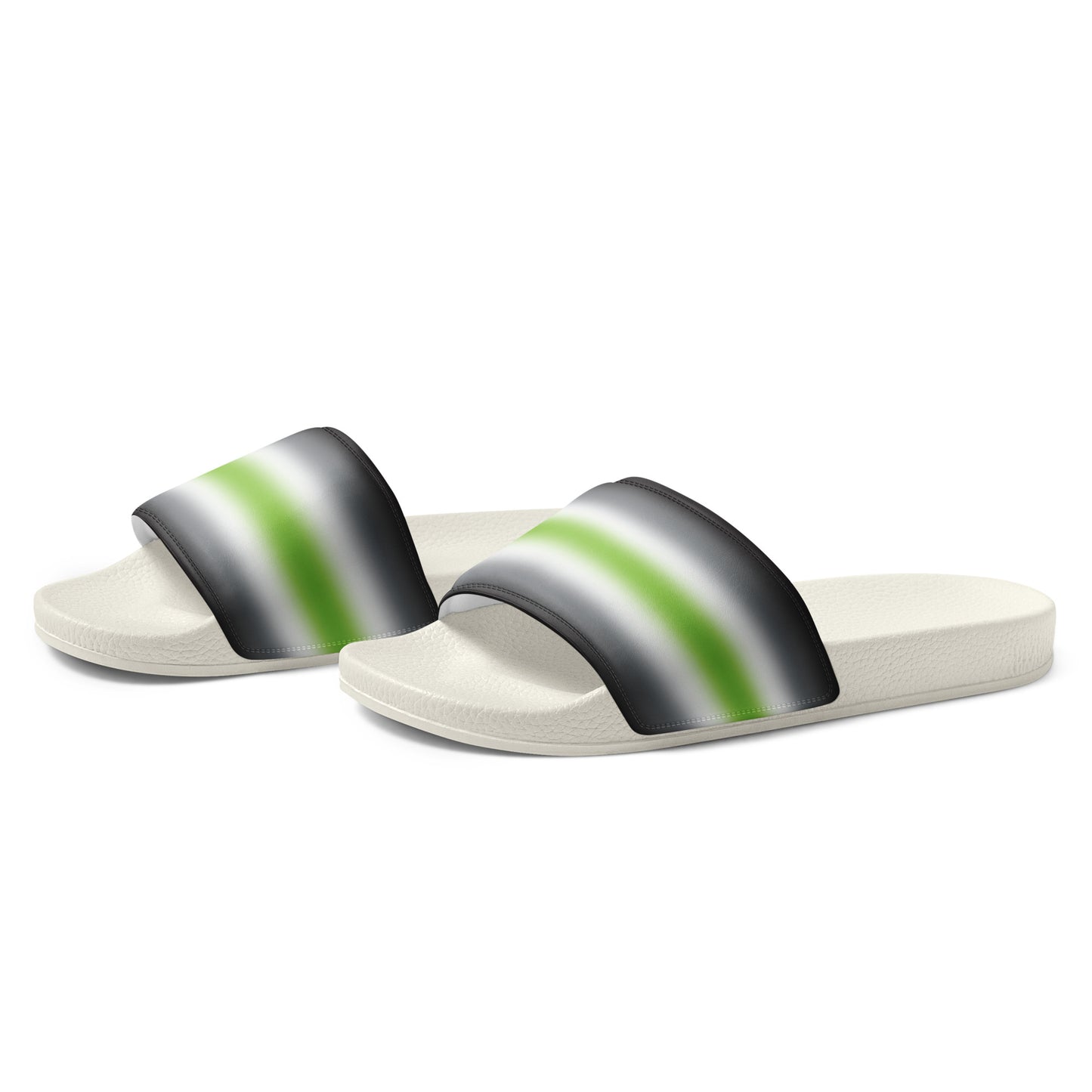 Agender Pride Men’s Slides Sandals in Ombre mens-slides-white-left-front-66019ff80e966