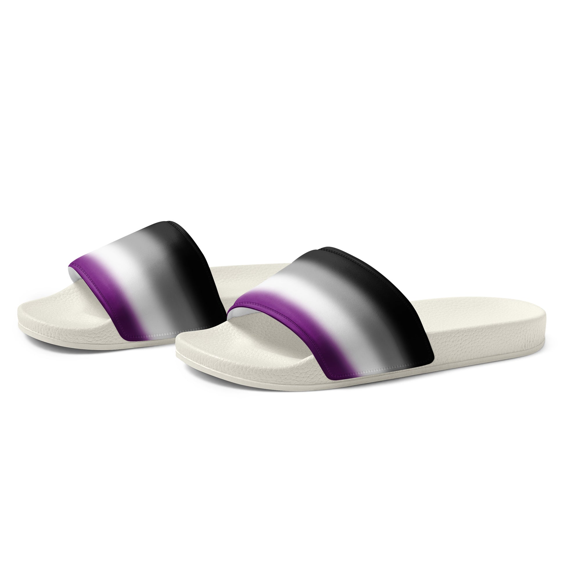 Asexual Ace Pride Men’s Slides Sandals in Ombre mens-slides-white-left-front-6601a15e907e8