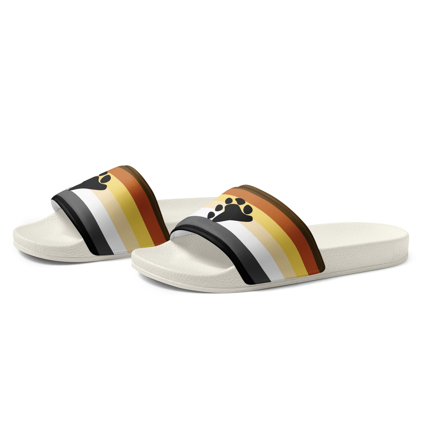 Gay Bear Pride Men’s Slides Sandals mens-slides-white-left-front-660b4dc79df2b