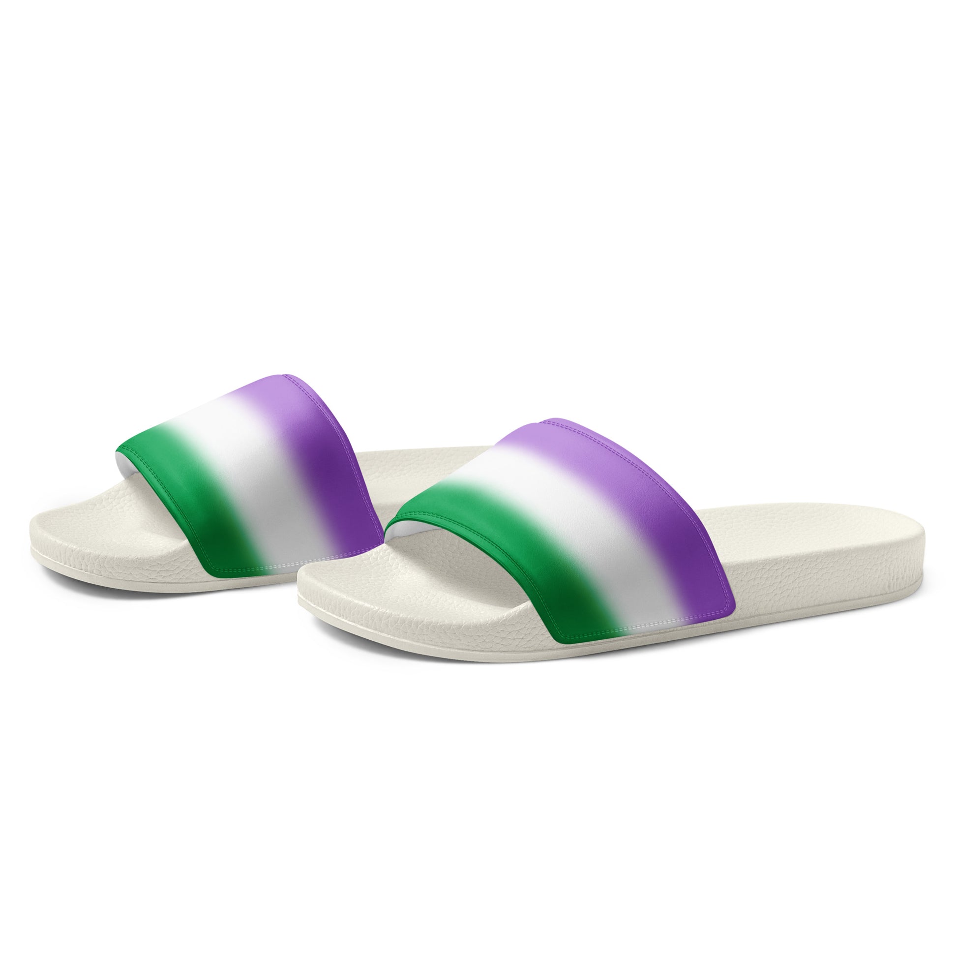 Genderqueer Pride Mens Slides Sandals mens-slides-white-left-front-660b50caddba1