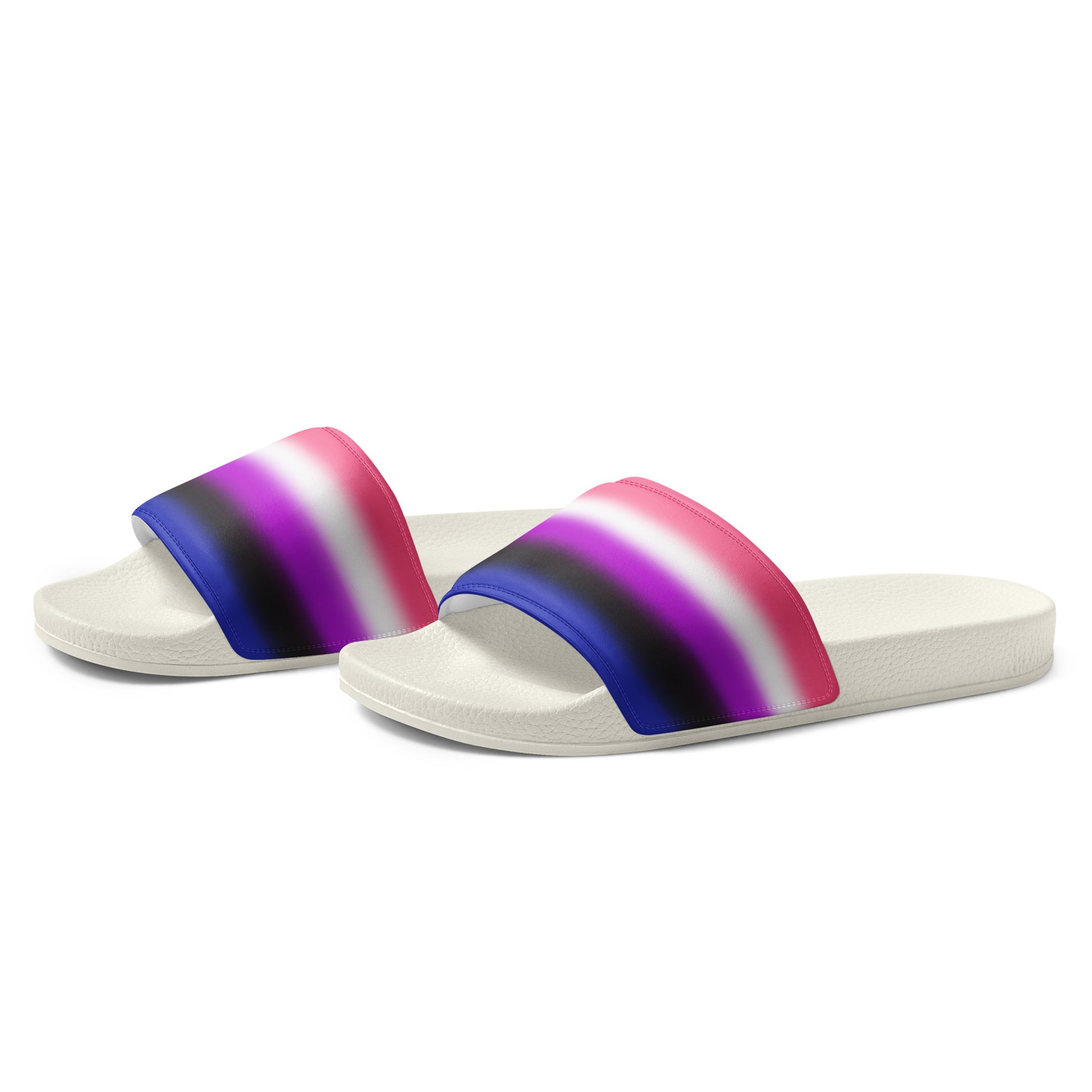 Genderfluid Pride Mens Slides Sandals mens-slides-white-left-front-660b56b719223