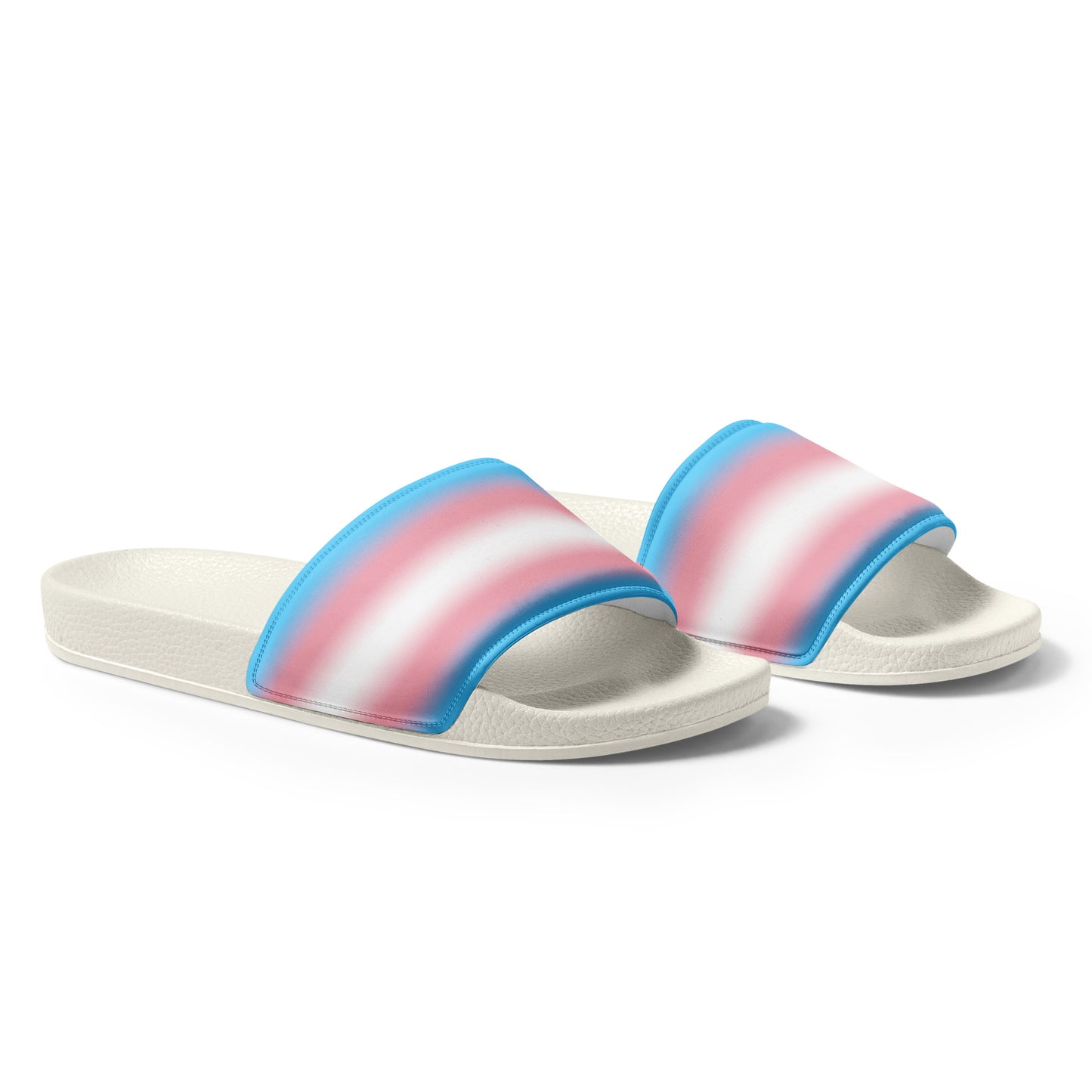 Transgender Trans Pride Men’s Size Slides Sandals in Ombre mens-slides-white-right-front-66018dae98b20