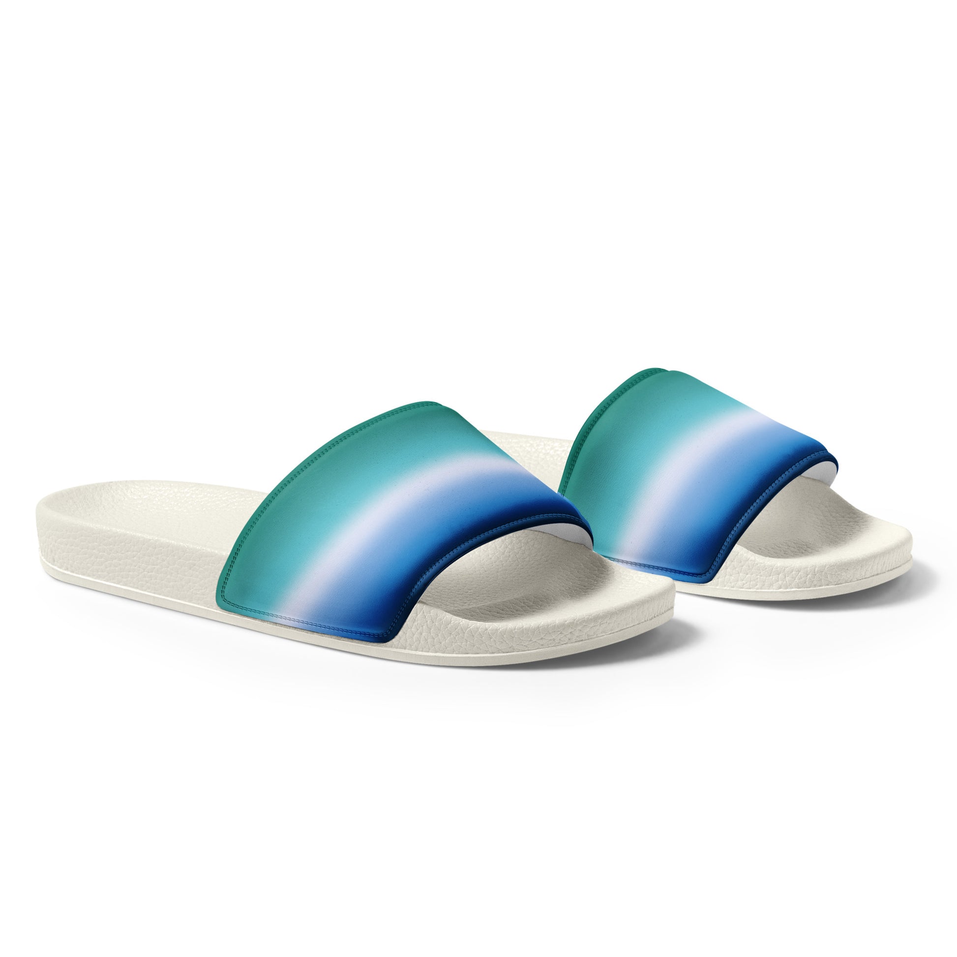 Gay MLM Vincian Pride Men’s Slides Sandals in Ombre mens-slides-white-right-front-66018f5eb467f