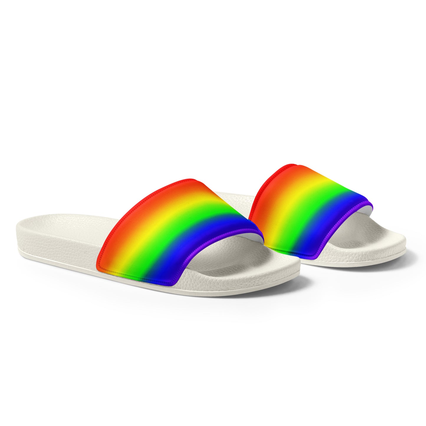 LGBTQ Pride Men’s Slides Sandals in Ombre mens-slides-white-right-front-6601907c4e723