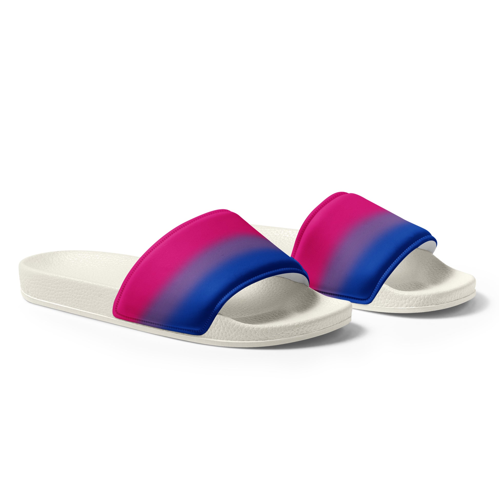 Bisexual Bi Pride Men’s Slides Sandals in Ombre mens-slides-white-right-front-66019275199fc