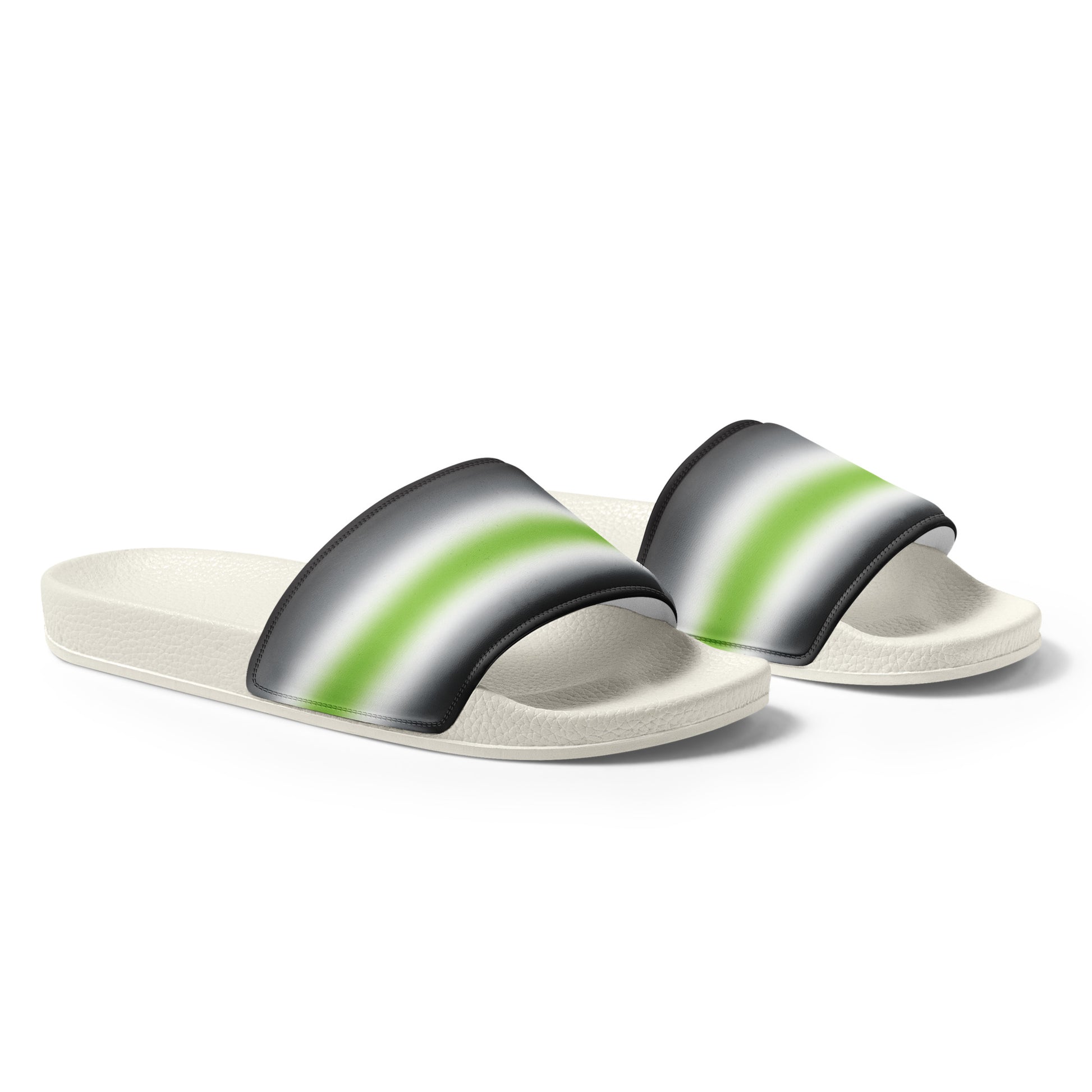 Agender Pride Men’s Slides Sandals in Ombre mens-slides-white-right-front-66019ff80eac0