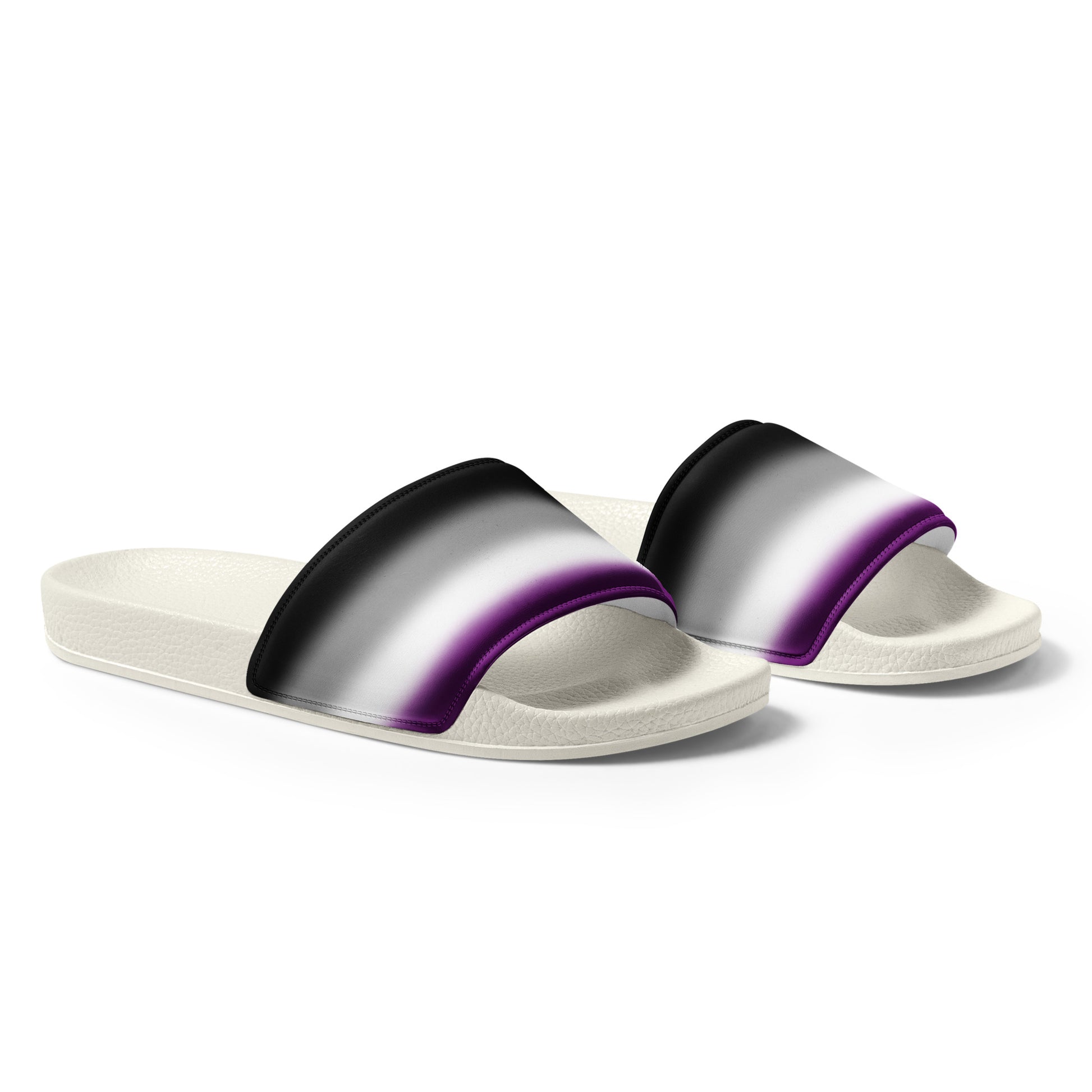 Asexual Ace Pride Men’s Slides Sandals in Ombre mens-slides-white-right-front-6601a15e908b4