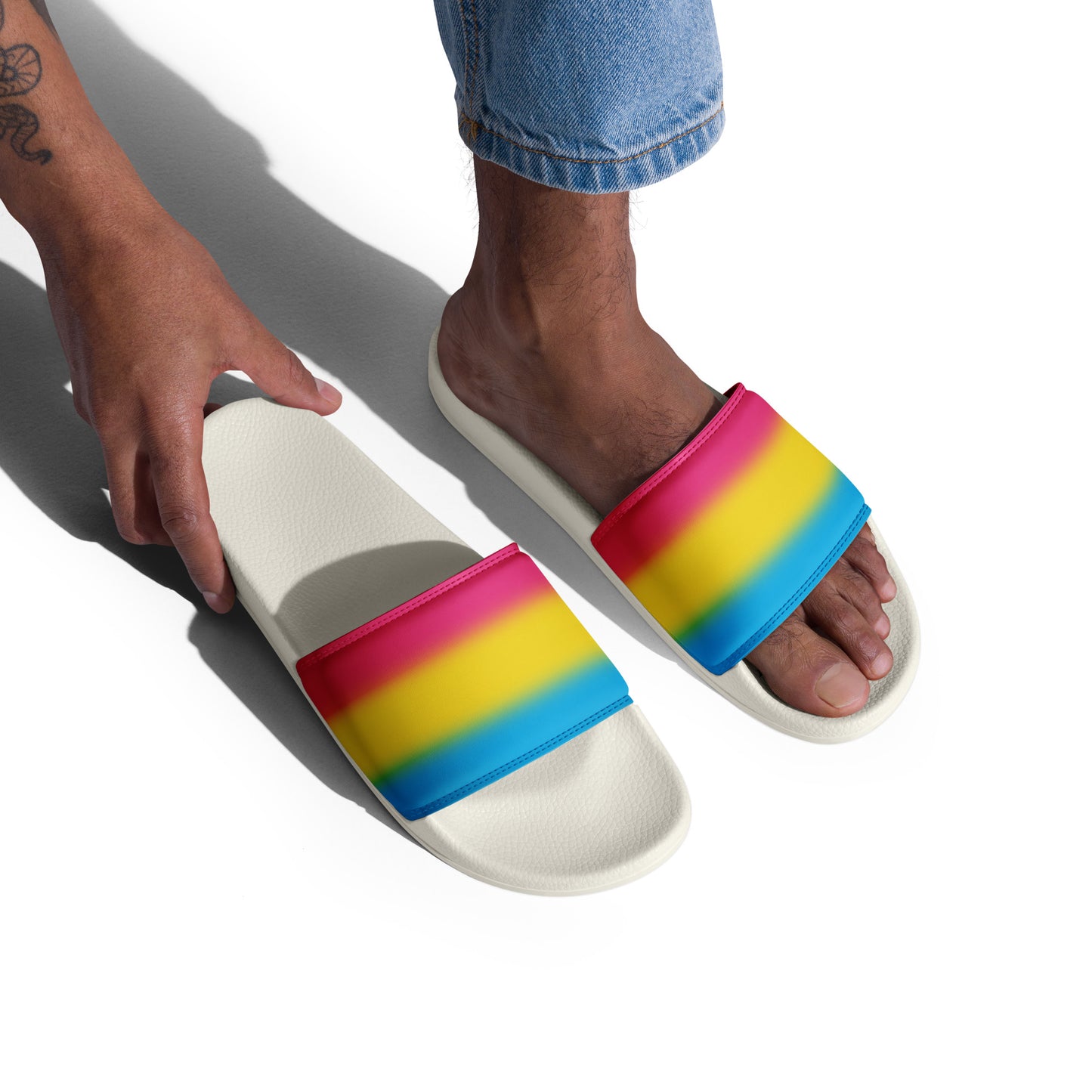 Pansexual Pan Pride Mens Slides Sandals mens-slides-white-right-front-660b4ed82f270