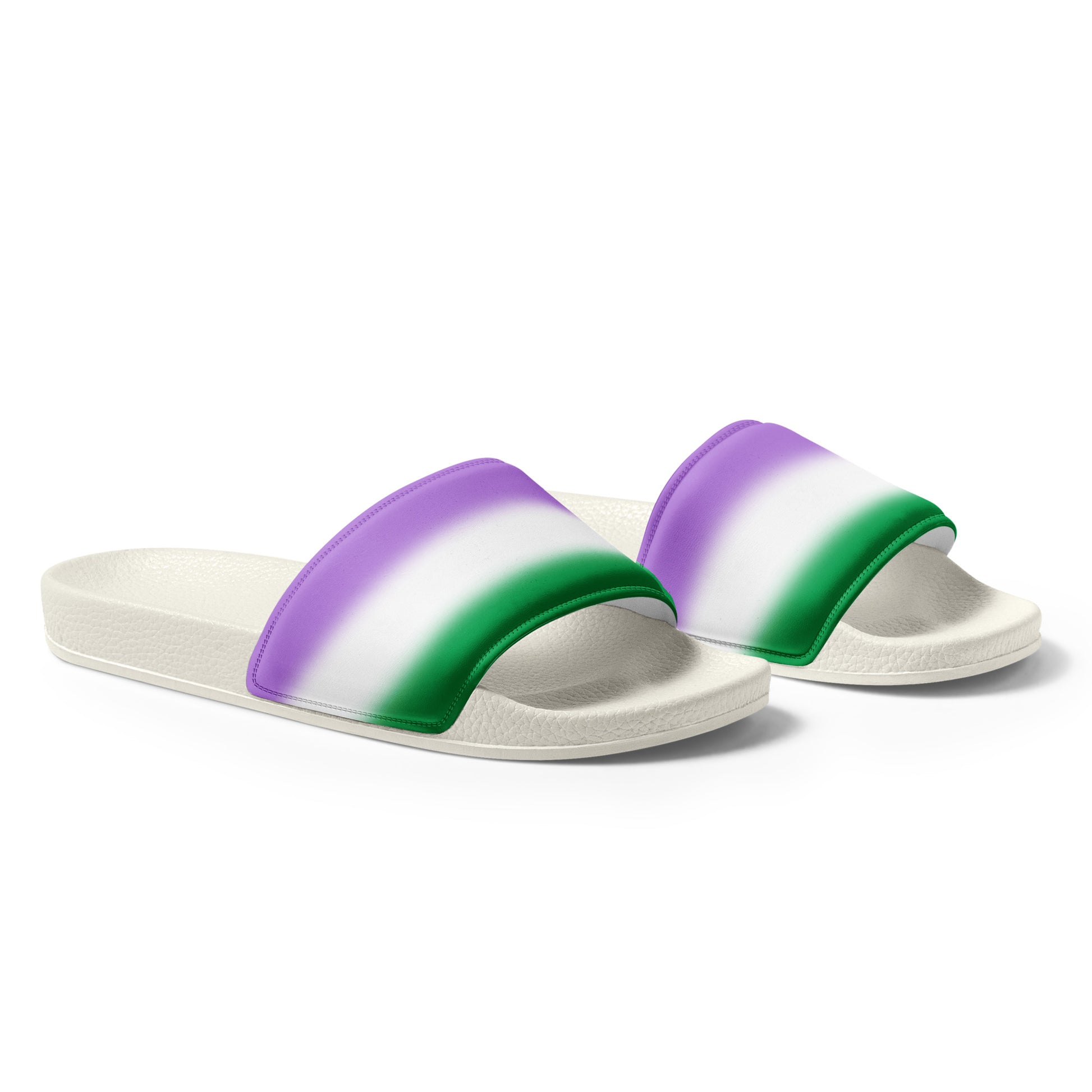 Genderqueer Pride Mens Slides Sandals mens-slides-white-right-front-660b50caddcfc