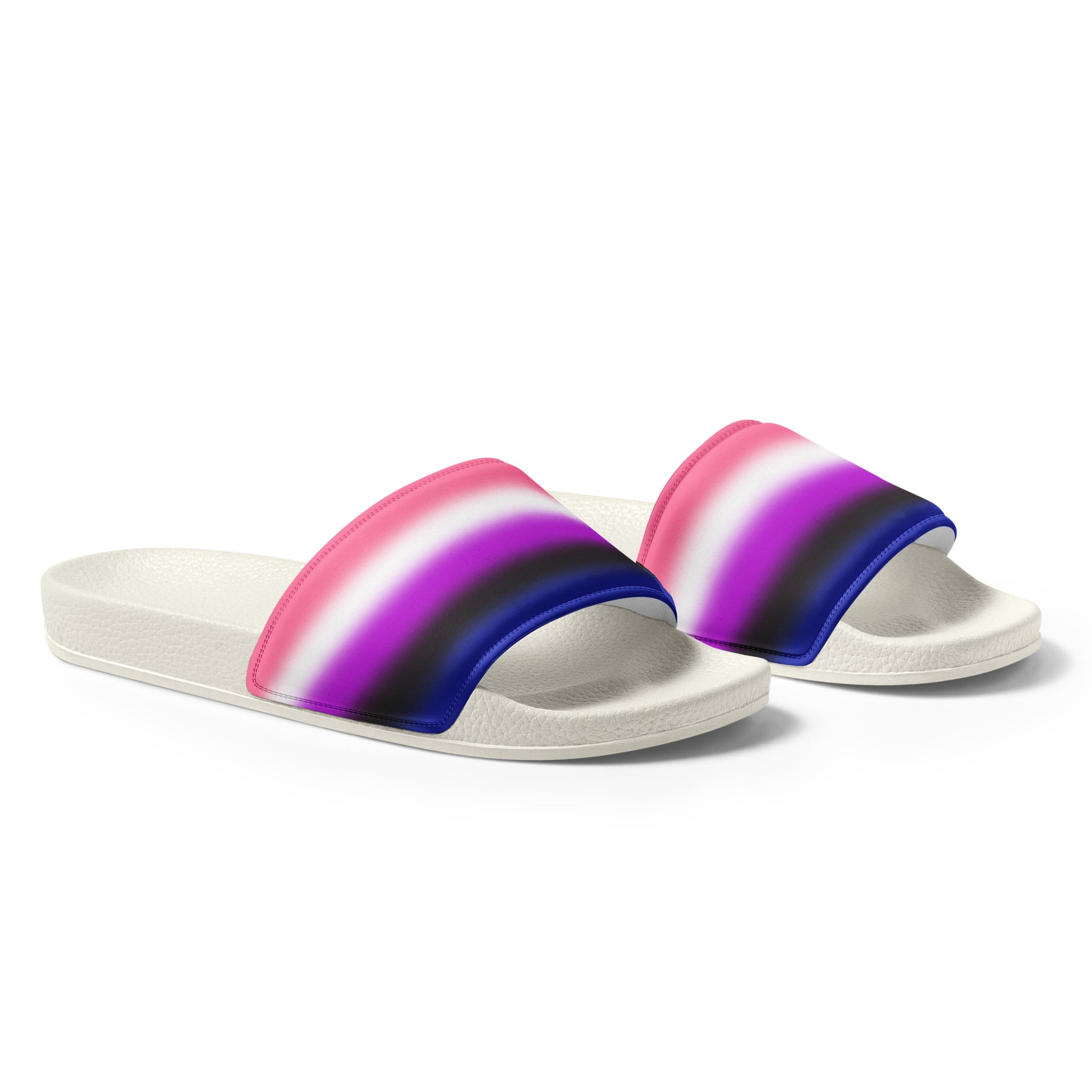 Genderfluid Pride Mens Slides Sandals mens-slides-white-right-front-660b56b719338