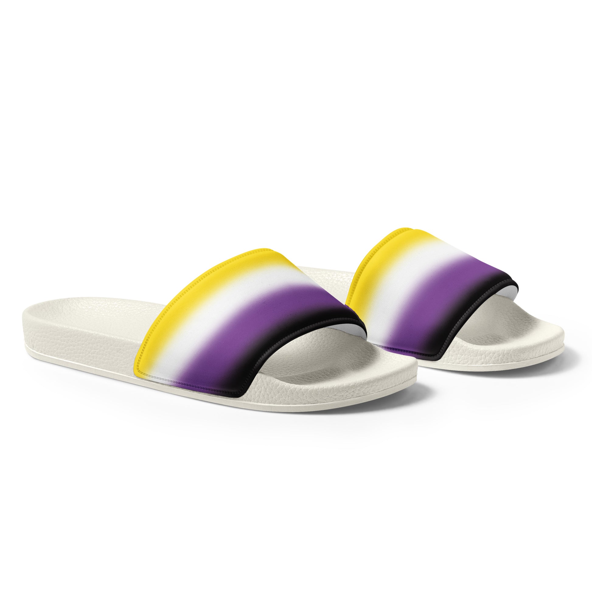 Nonbinary Enby Pride Mens Slides Sandals mens-slides-white-right-front-660b574405c62