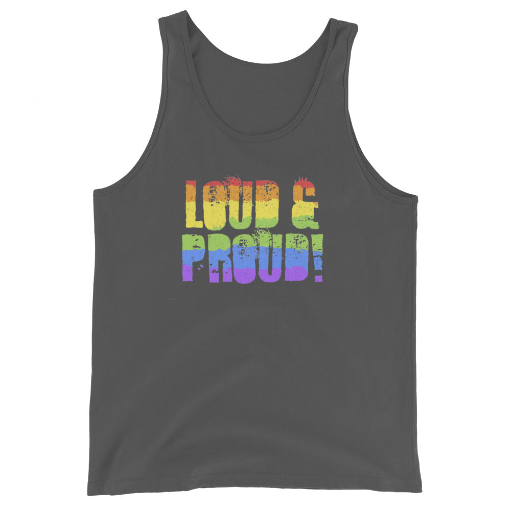 LGBTQ Pride Tank Top - Loud and Proud Asphalt Pride mens-staple-tank-top-asphalt-front-648cf2732931f