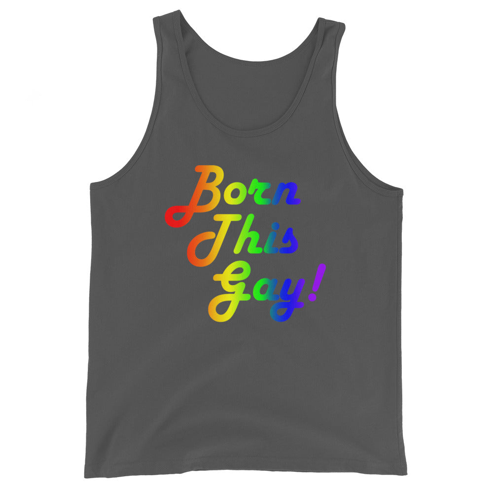 LGBTQ Pride Tank Top - Born This Gay Asphalt Pride mens-staple-tank-top-asphalt-front-648d15ec715aa