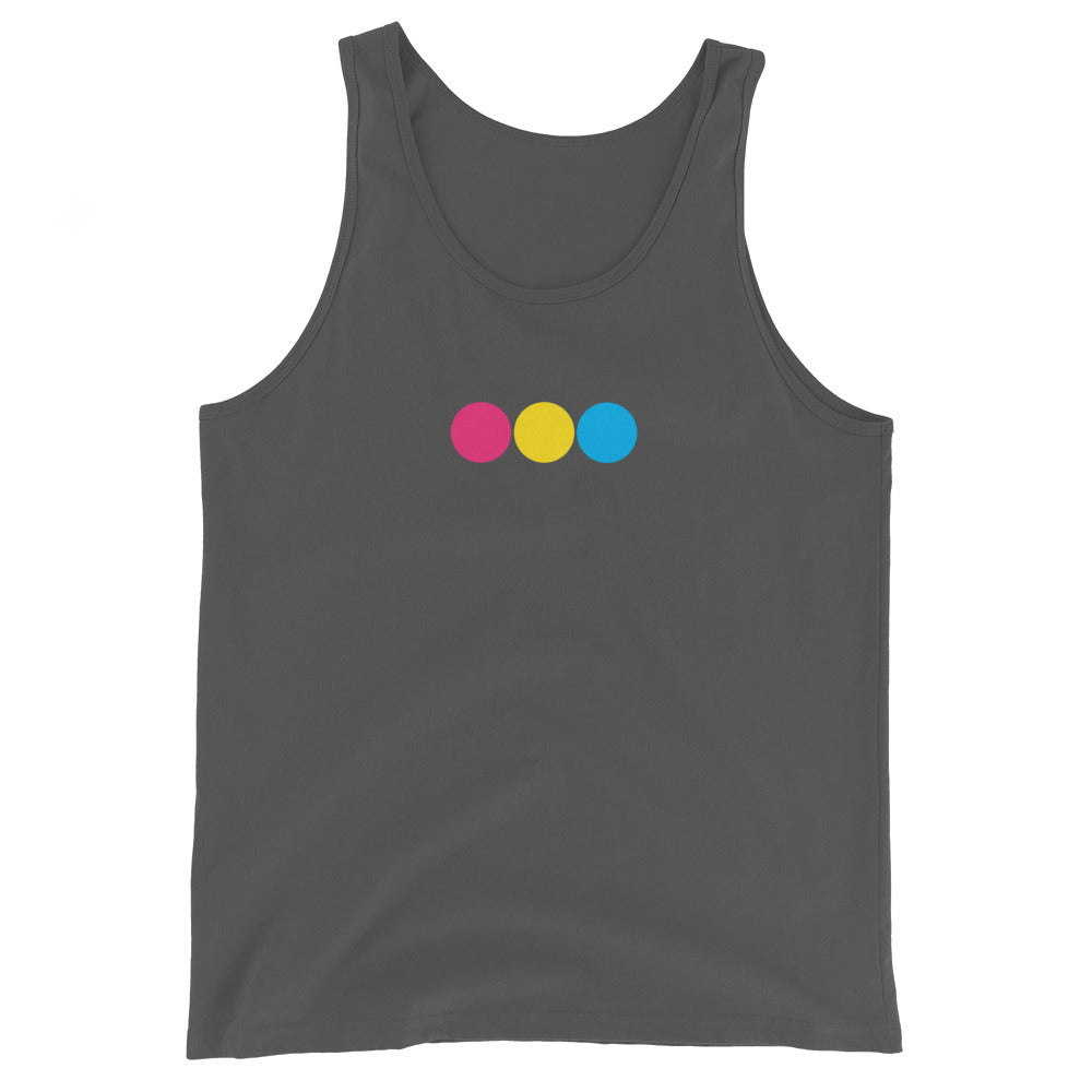 Pansexual Pan Pride Tank Top - Circles Asphalt Pansexual mens-staple-tank-top-asphalt-front-648d1c44b43d6