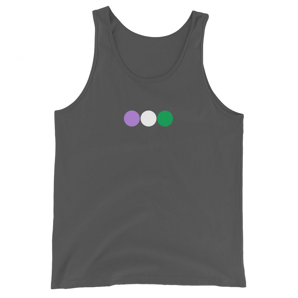 Genderqueer Pride Tank Top - Circles Asphalt Genderqueer mens-staple-tank-top-asphalt-front-648d1cc2d7860