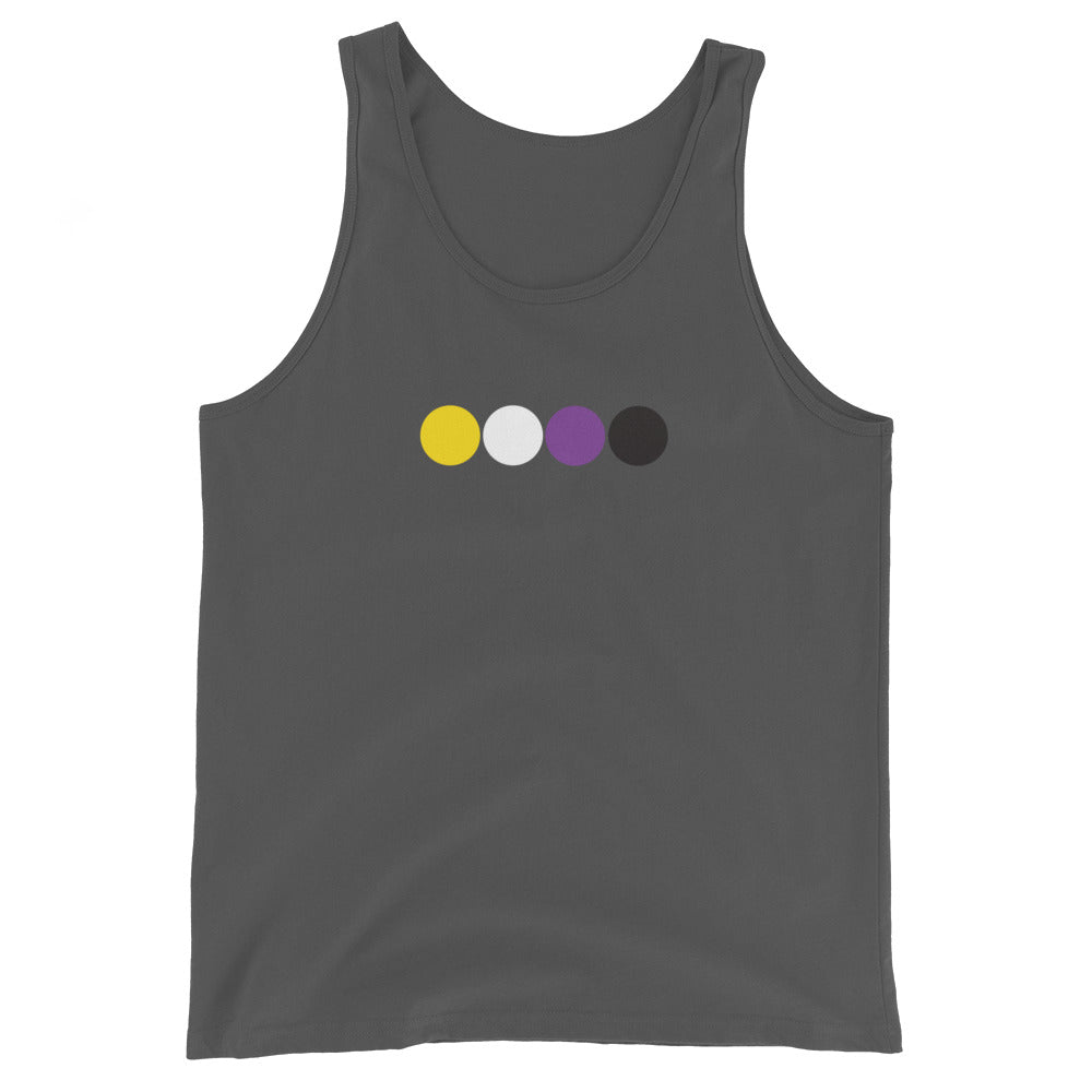 Nonbinary Enby Pride Tank Top - Circles Asphalt Nonbinary mens-staple-tank-top-asphalt-front-648d1fcf5e208