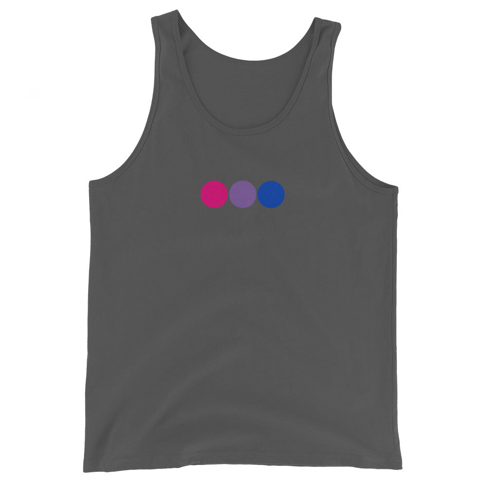 Bisexual Bi Pride Tank Top with Circles Asphalt Bisexual mens-staple-tank-top-asphalt-front-648d20fcea4cb