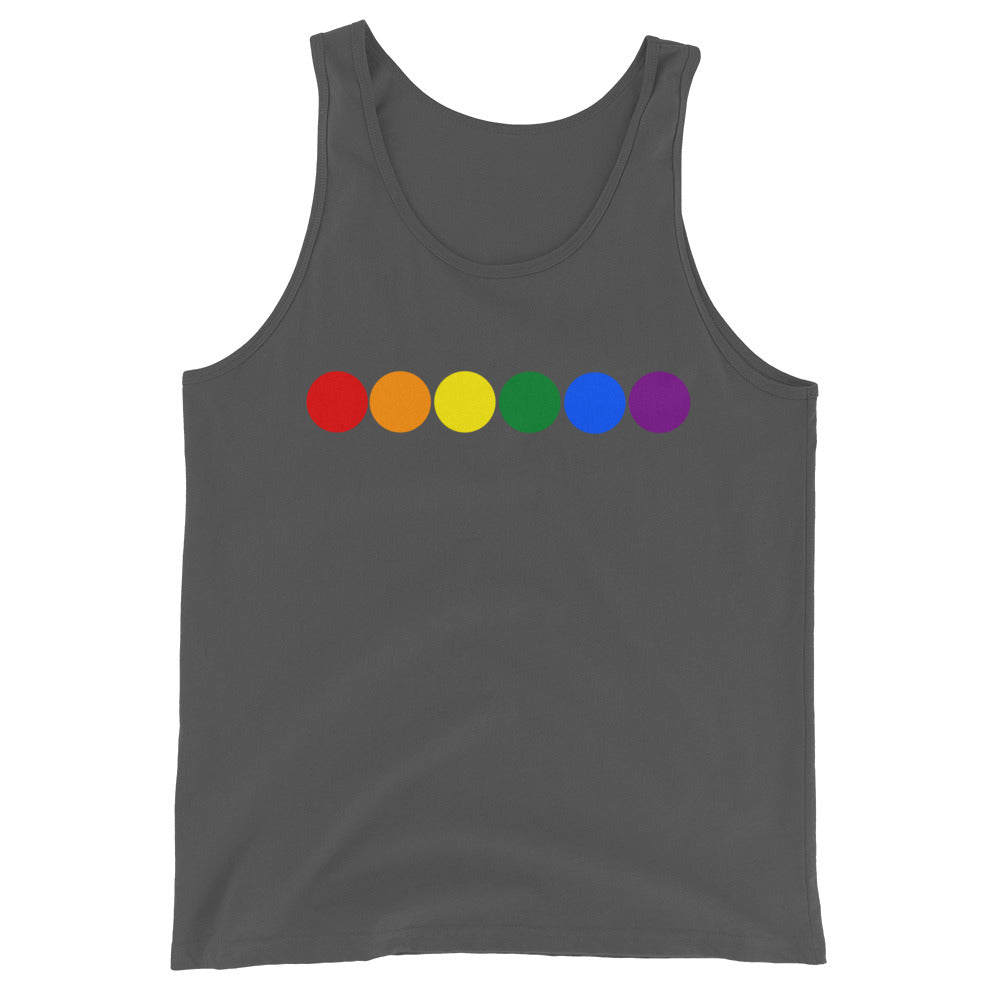 LGBTQ Pride Tank Top - Rainbow Circles Asphalt Pride mens-staple-tank-top-asphalt-front-648d227418510