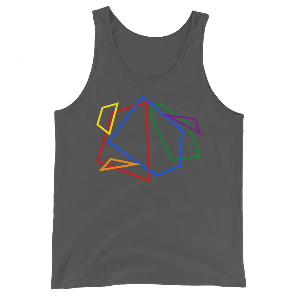 LGBTQ Pride Tank Top - Geometric Lines Asphalt Pride mens-staple-tank-top-asphalt-front-648e70ea06f5b