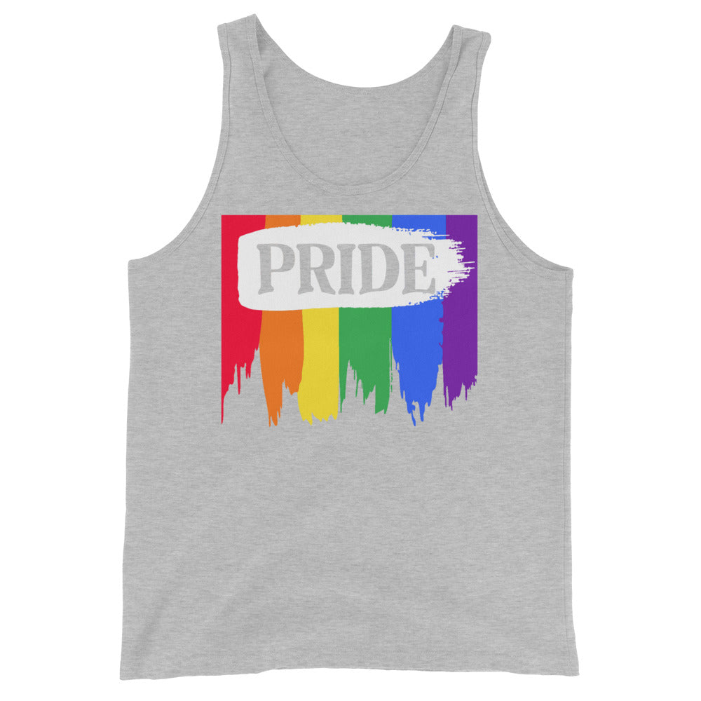 LGBTQ Pride Tank Top - Paint Athletic Heather Pride mens-staple-tank-top-athletic-heather-front-648cf0702faba