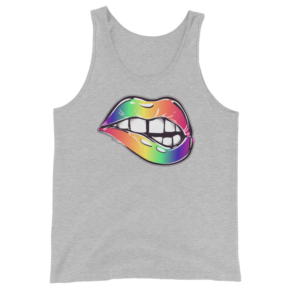 LGBTQ Pride Tank Top - Rainbow Lips Athletic Heather Pride mens-staple-tank-top-athletic-heather-front-648cf17deda96