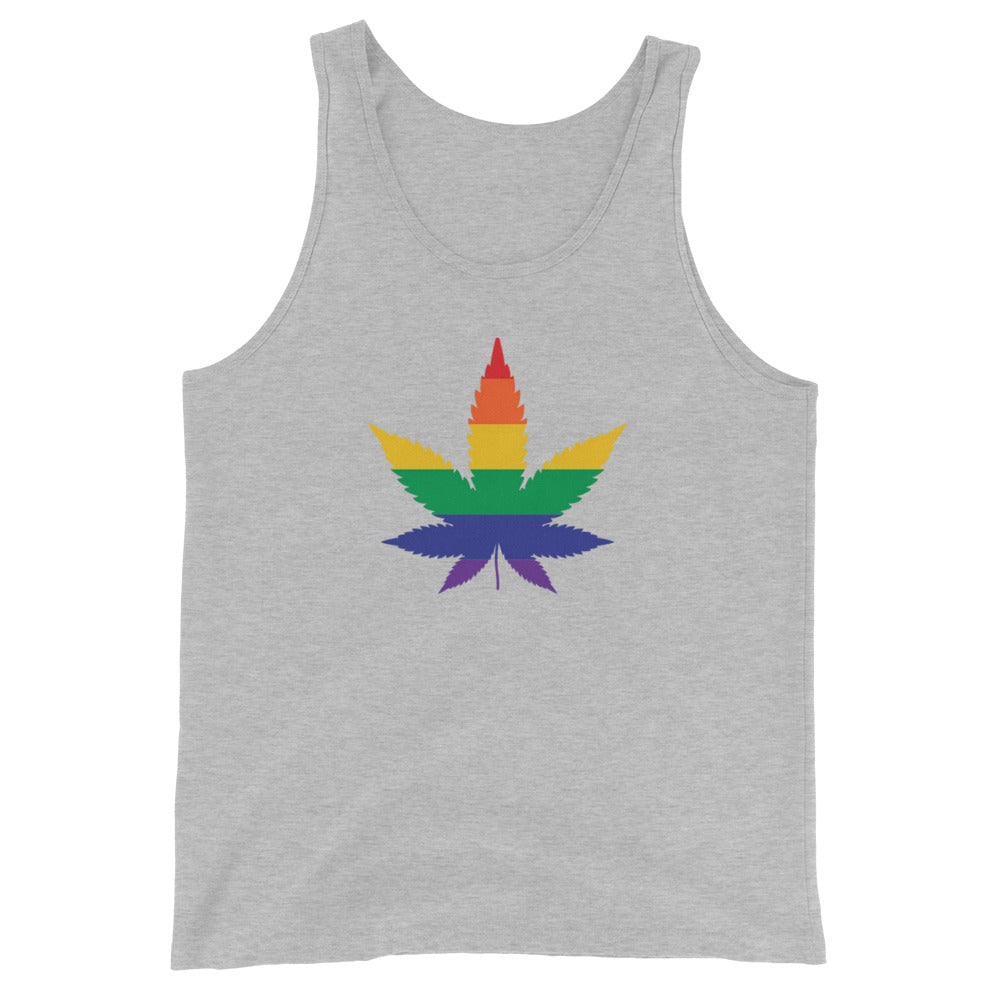 LGBTQ Pride Tank Top - Weed Athletic Heather Pride mens-staple-tank-top-athletic-heather-front-648d06fd150e1