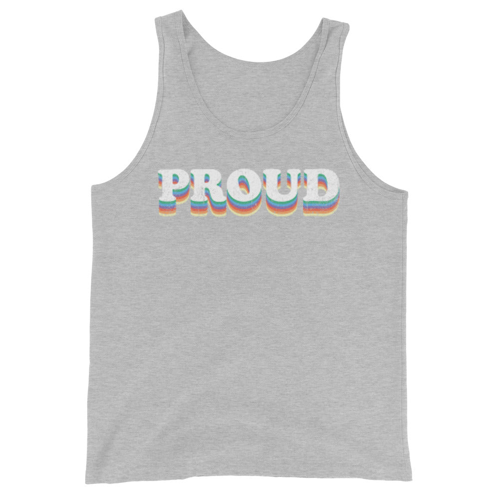 LGBTQ Pride Tank Top - Proud Athletic Heather Pride mens-staple-tank-top-athletic-heather-front-648d0884ce5b5