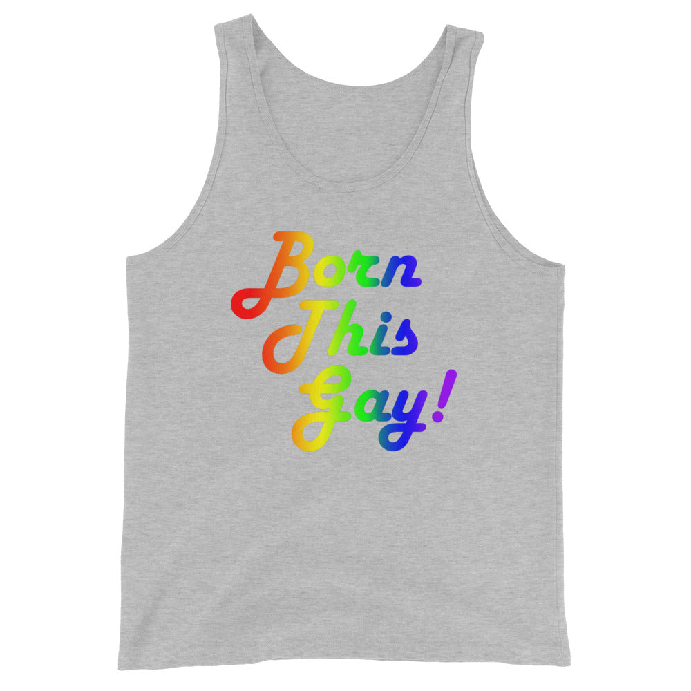 LGBTQ Pride Tank Top - Born This Gay Athletic Heather Pride mens-staple-tank-top-athletic-heather-front-648d15ec7178d