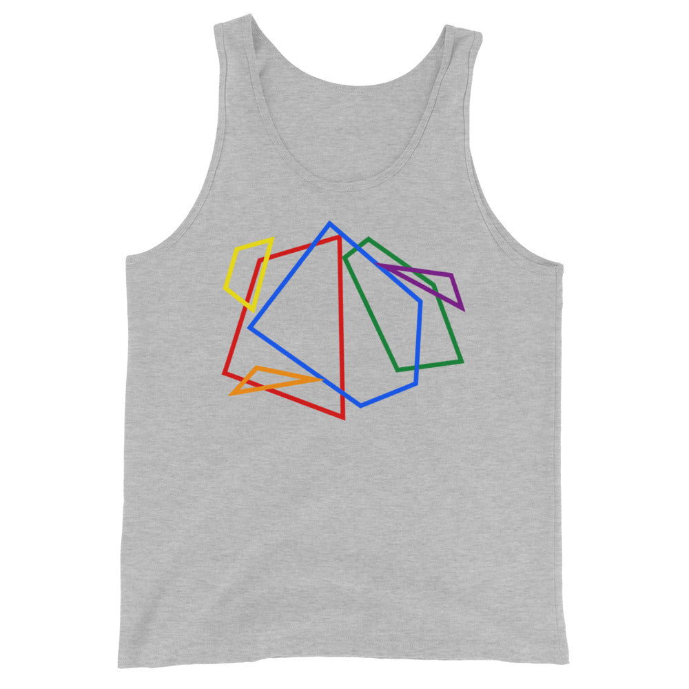 LGBTQ Pride Tank Top - Geometric Lines Athletic Heather Pride mens-staple-tank-top-athletic-heather-front-648e70ea070c4