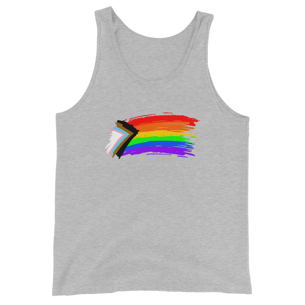 LGBTQ Pride Tank Top - Progress Paint Athletic Heather Pride mens-staple-tank-top-athletic-heather-front-648f976f7c435