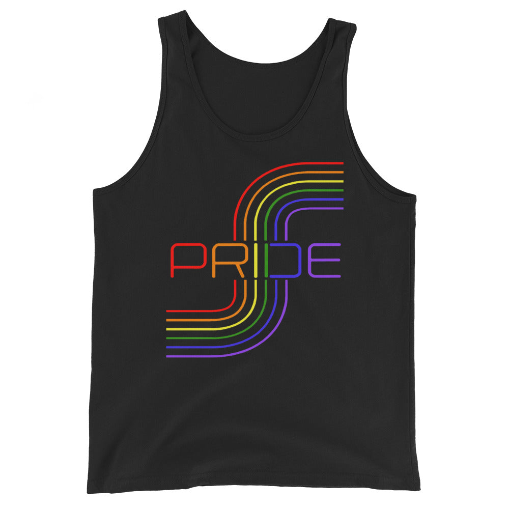 LGBTQ Pride Tank Top - Mod Line Art Black Pride mens-staple-tank-top-black-front-648ce972e5e60