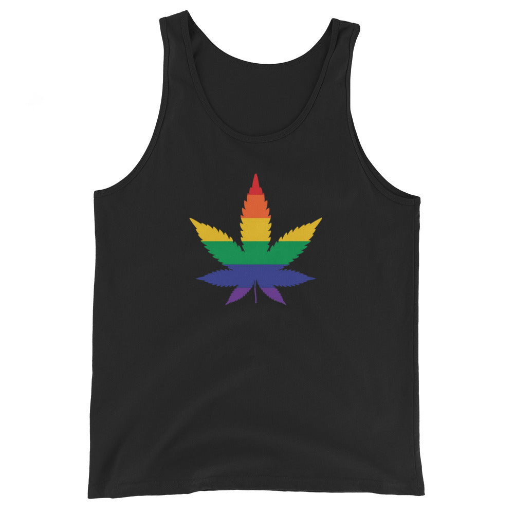 LGBTQ Pride Tank Top - Weed Black Pride mens-staple-tank-top-black-front-648d06fd184ff