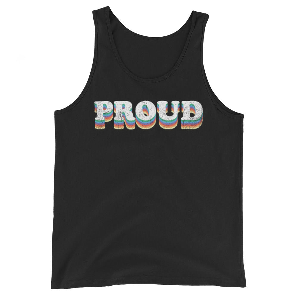 LGBTQ Pride Tank Top - Proud Black Pride mens-staple-tank-top-black-front-648d0884caf9c