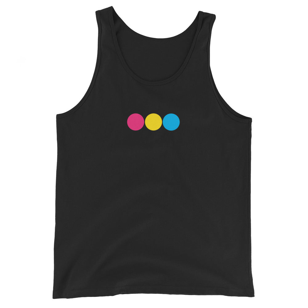 Pansexual Pan Pride Tank Top - Circles Black Pansexual mens-staple-tank-top-black-front-648d1c44b419f