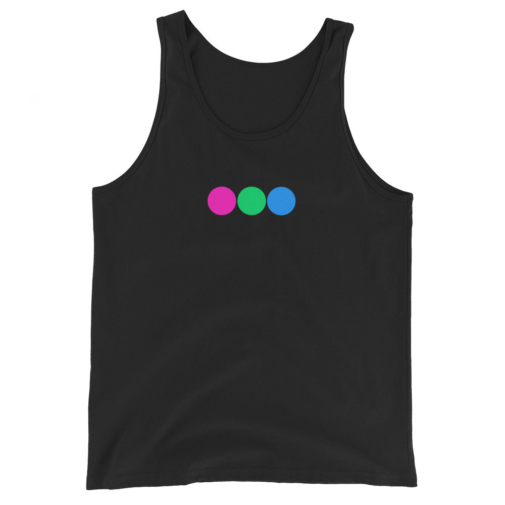 Polysexual Poly Pride Tank Top - Circles Black Polysexual mens-staple-tank-top-black-front-648d20632390a