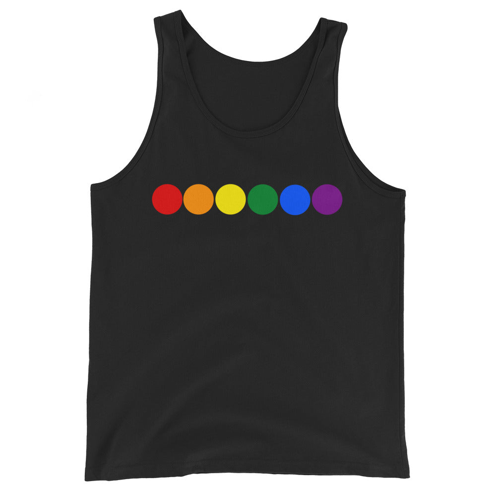 LGBTQ Pride Tank Top - Rainbow Circles Black Pride mens-staple-tank-top-black-front-648d2274180aa