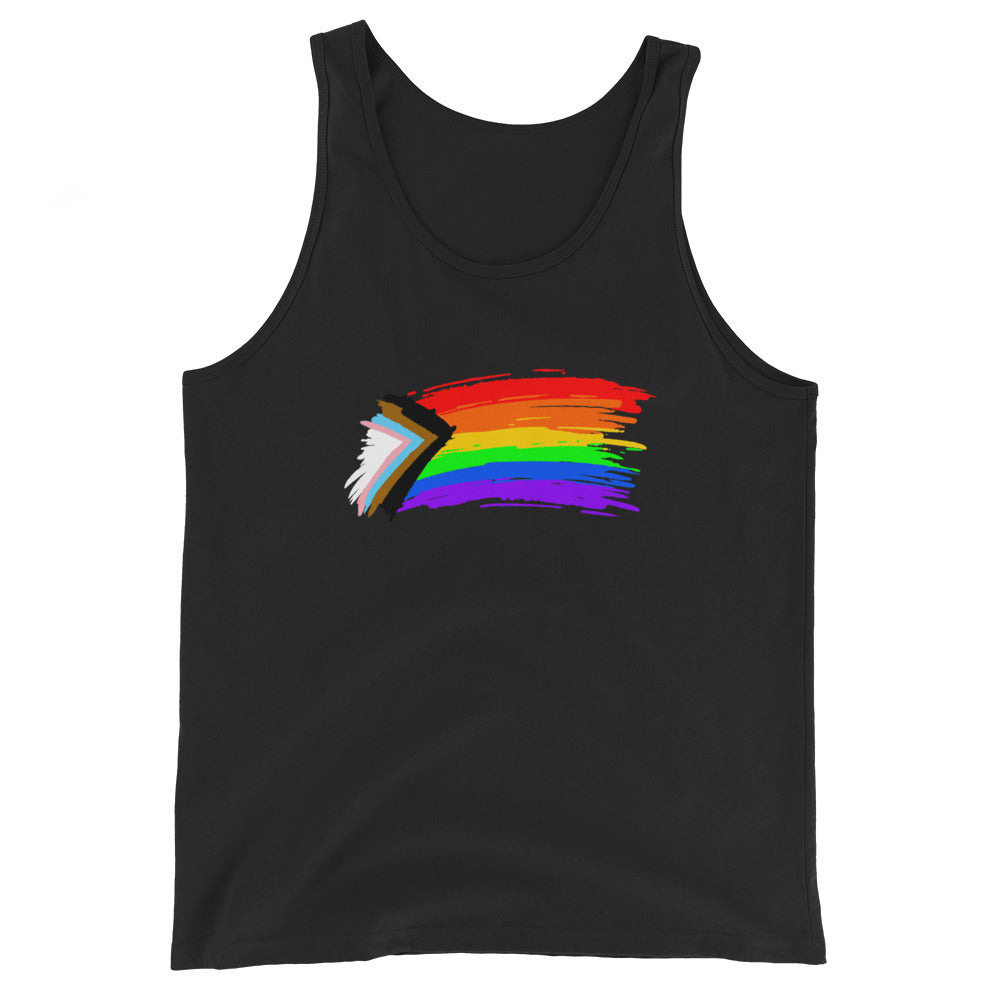 LGBTQ Pride Tank Top - Progress Paint Black Pride mens-staple-tank-top-black-front-648f976f7bfc7