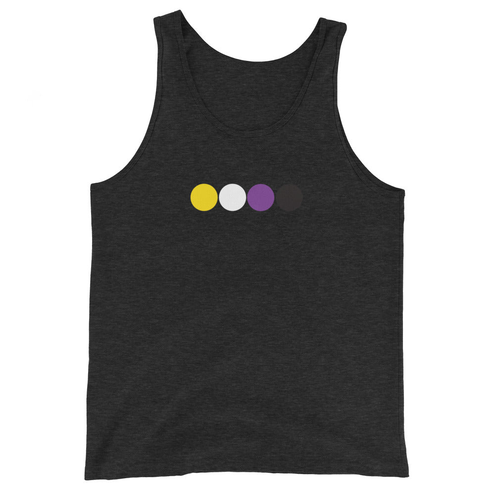 Nonbinary Enby Pride Tank Top - Circles Charcoal-Black Triblend Nonbinary mens-staple-tank-top-charcoal-black-triblend-front-648d1fcf5e115