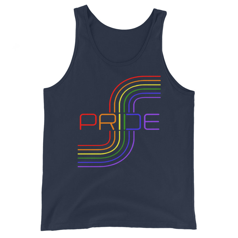 LGBTQ Pride Tank Top - Mod Line Art Navy Pride mens-staple-tank-top-navy-front-648ce972e5f82