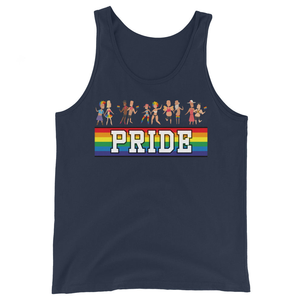 LGBTQ Pride Tank Top - Pride Parade Navy Pride mens-staple-tank-top-navy-front-648cf355bb223