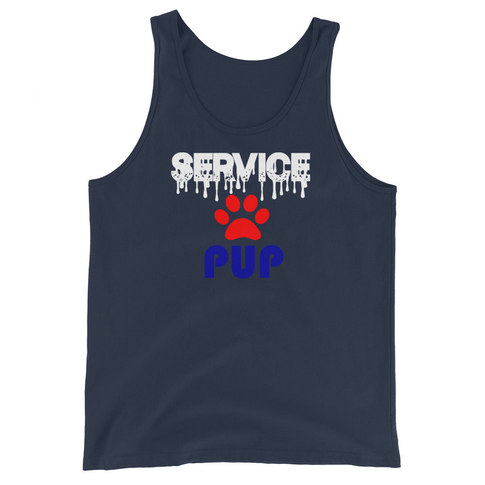 Puppy Play Tank Top Service Pup Navy mens-staple-tank-top-navy-front-648cf476a0ddf