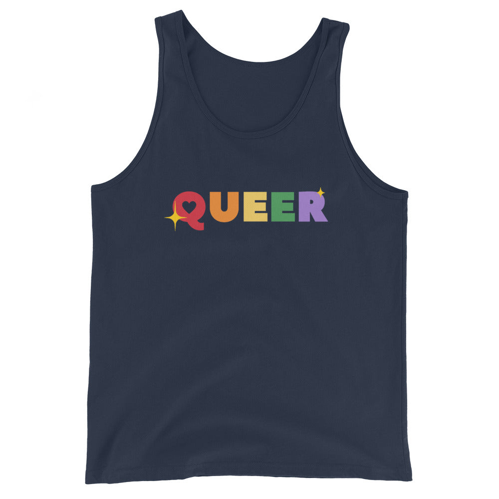 LGBTQ Pride Tank Top - Queer Navy Pride mens-staple-tank-top-navy-front-648d051b9c071