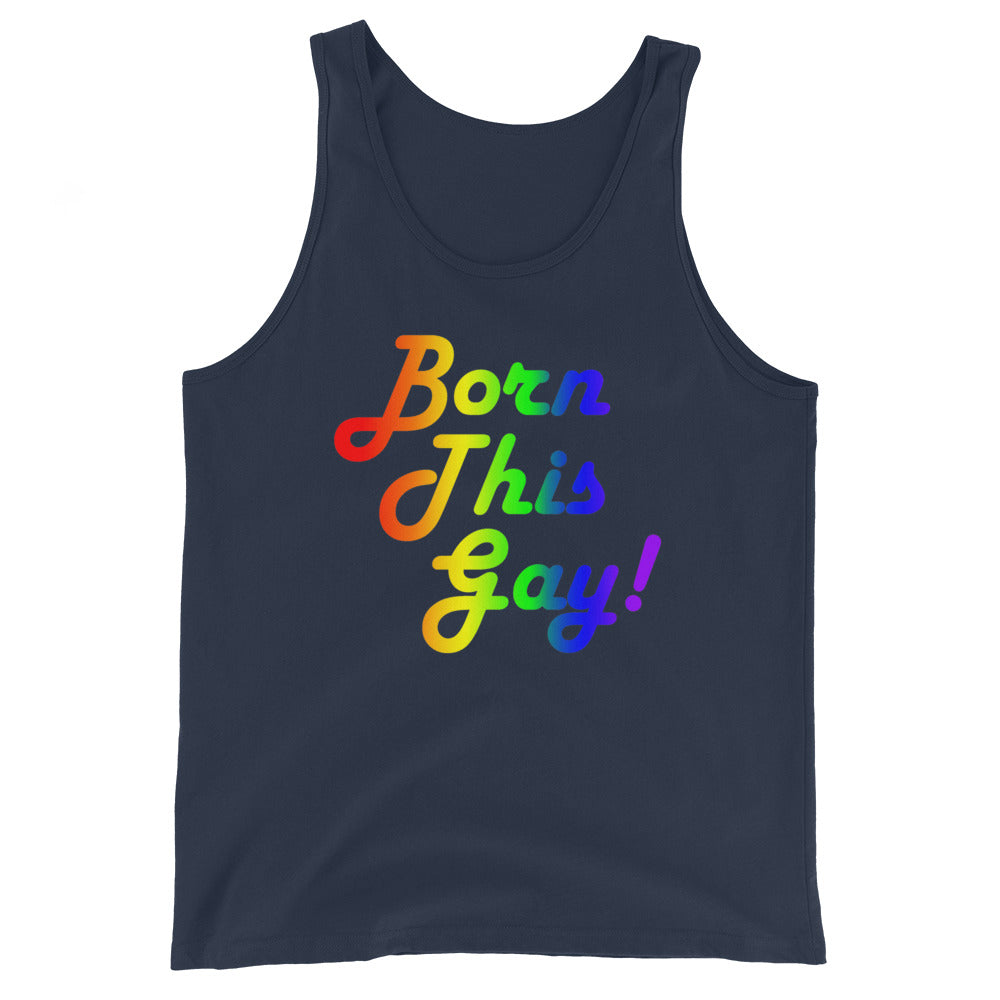 LGBTQ Pride Tank Top - Born This Gay Navy Pride mens-staple-tank-top-navy-front-648d15ec712b6