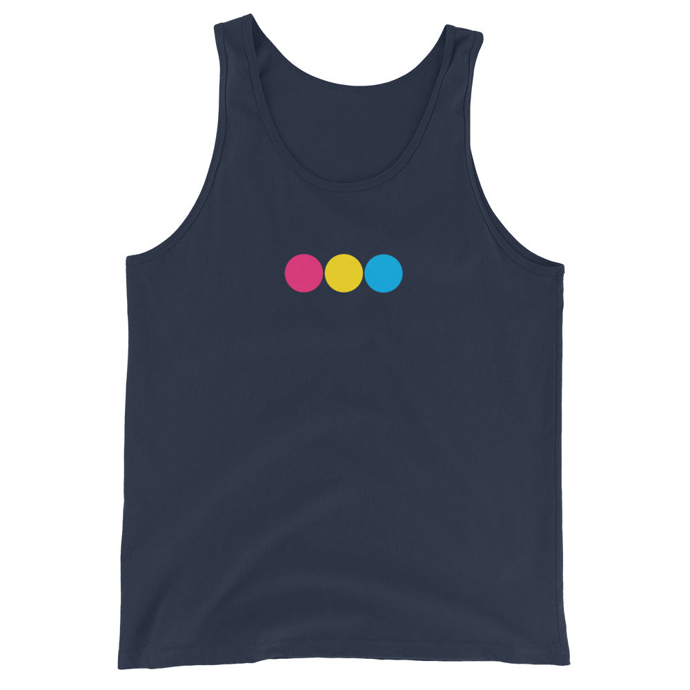 Pansexual Pan Pride Tank Top - Circles Navy Pansexual mens-staple-tank-top-navy-front-648d1c44b4287