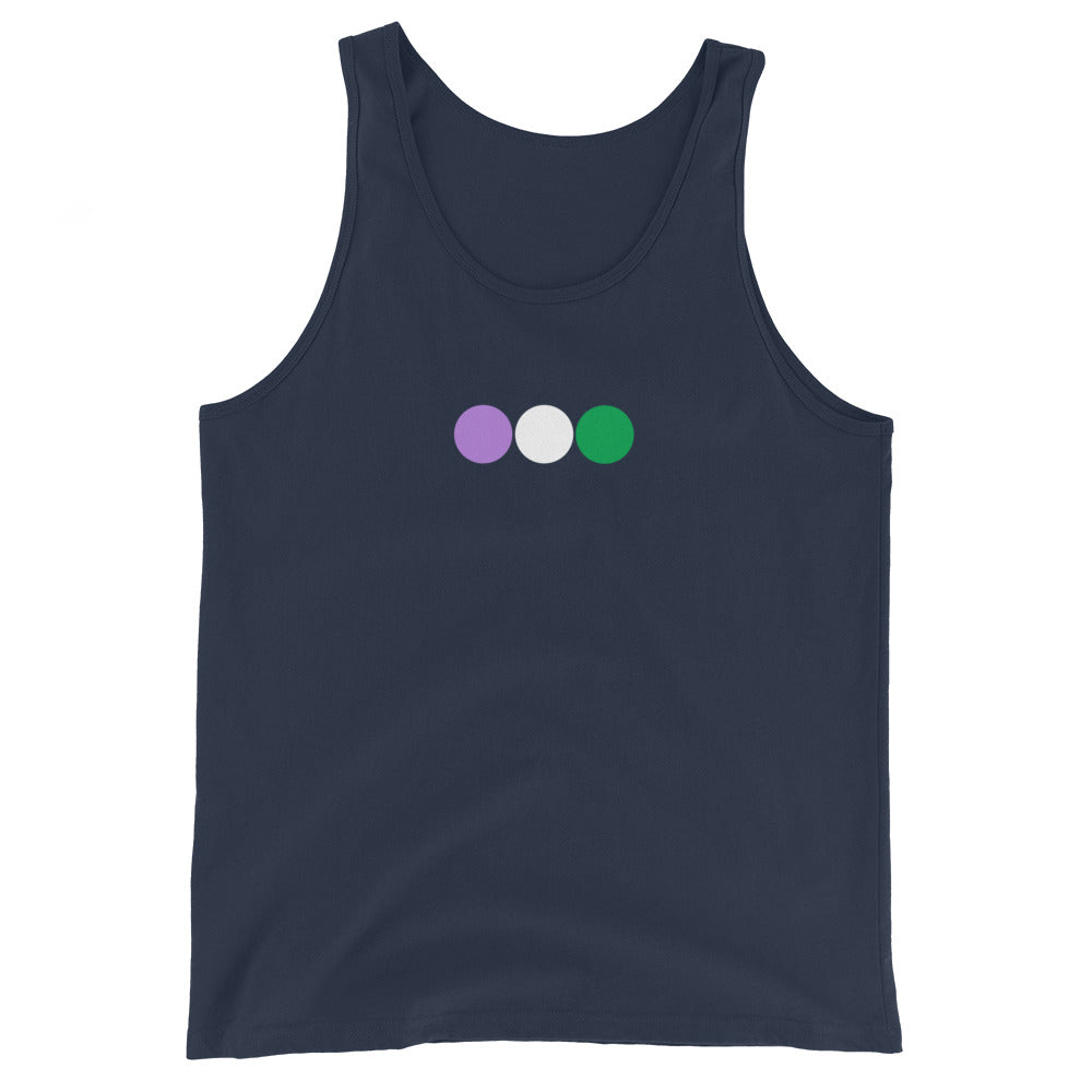 Genderqueer Pride Tank Top - Circles Navy Genderqueer mens-staple-tank-top-navy-front-648d1cc2d75a2