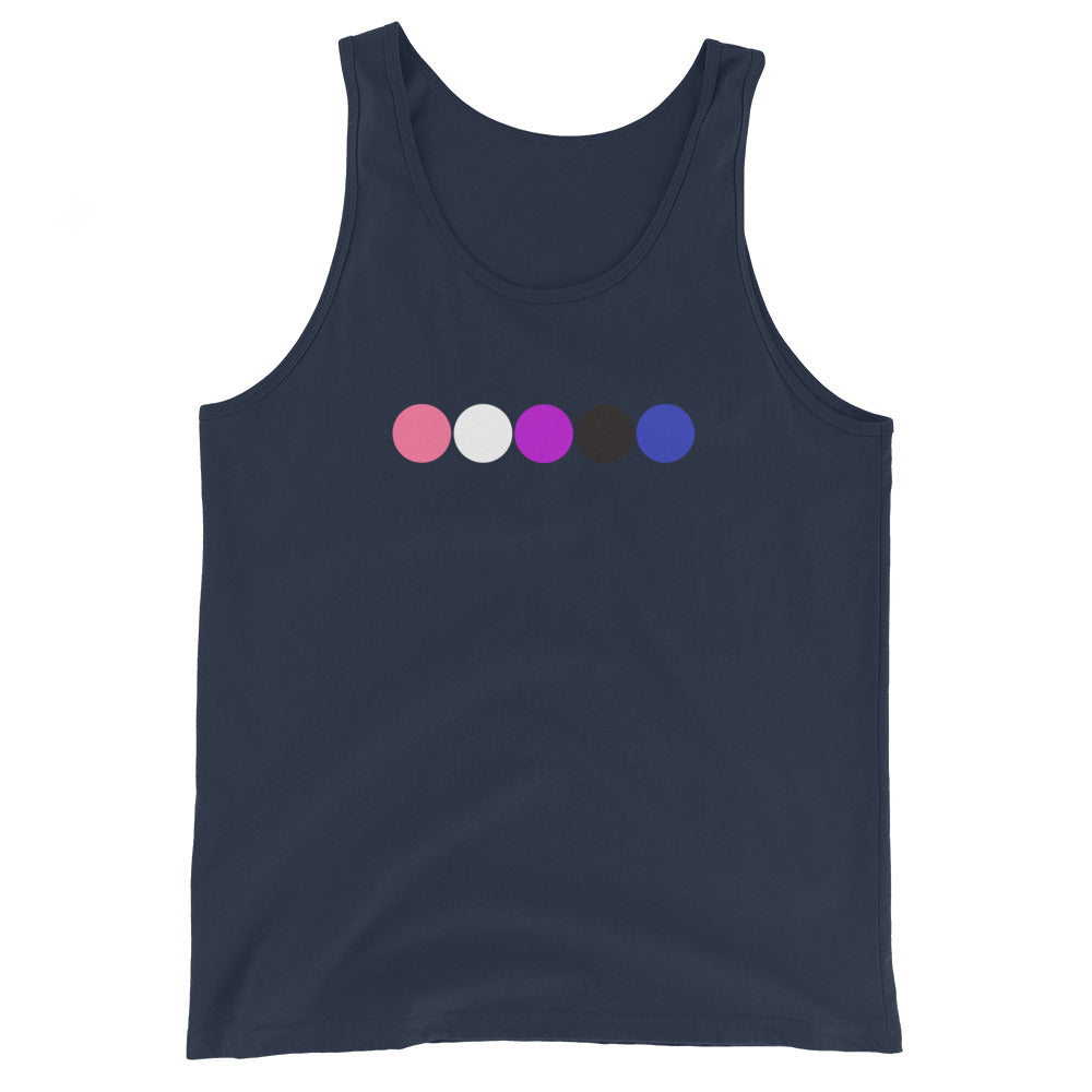 Genderfluid Pride Tank Top - Circles Navy Genderfluid mens-staple-tank-top-navy-front-648d1e39682a5