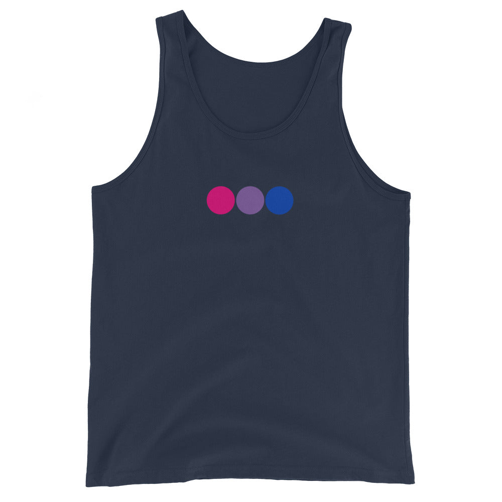 Bisexual Bi Pride Tank Top with Circles Navy Bisexual mens-staple-tank-top-navy-front-648d20fce7d09