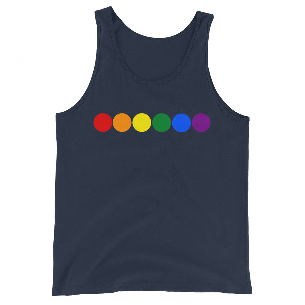 LGBTQ Pride Tank Top - Rainbow Circles Navy Pride mens-staple-tank-top-navy-front-648d227418251